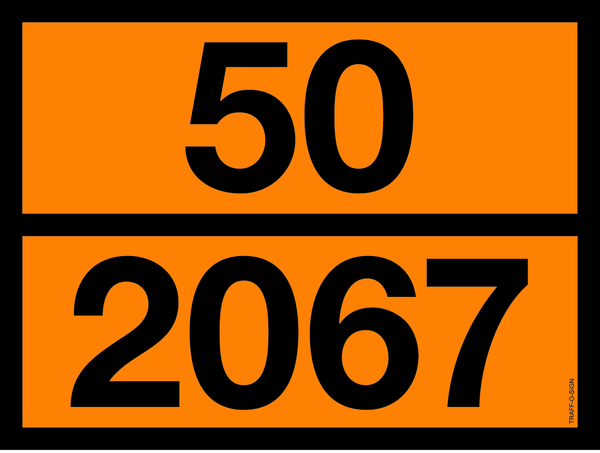 PANNEAU ADR AVEC CODE DE DANGER 50/2067