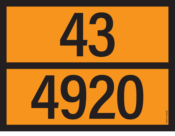 PANNEAU ADR AVEC CODE DE DANGER 43/4920