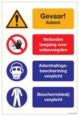 GEVAAR ASBEST. VERBODEN VOOR ONBEV...