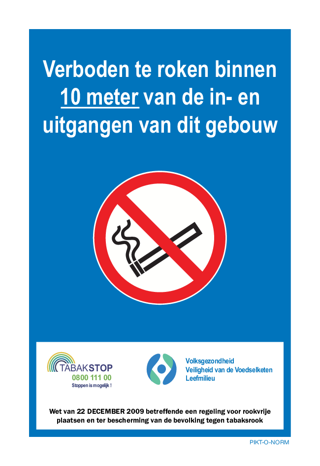 VERBODEN TE ROKEN BINNEN 10 METER