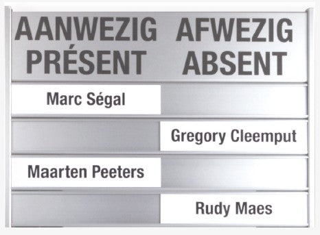 AANWEZIG-AFWEZIG BORDEN