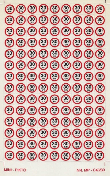 SIGNAL D'INTERDICTION C43, MAX. 30/KM/H